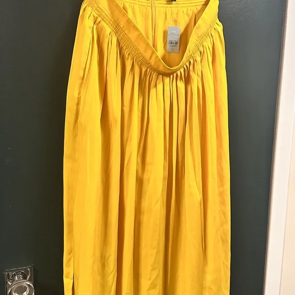 Ann Taylor Canary Yellow Midi Skirt with Gathered Waist - Picture 6 of 11